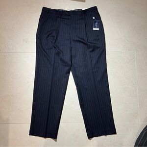 Chaps Black Pin Stripe Wool Cuffed Dress Pants Men’s 40x32